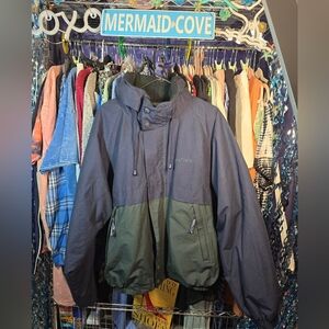 #0438 EUC XL Tall Men's NAUTICA Retro Colorblock Jacket Reversible Navy/Green